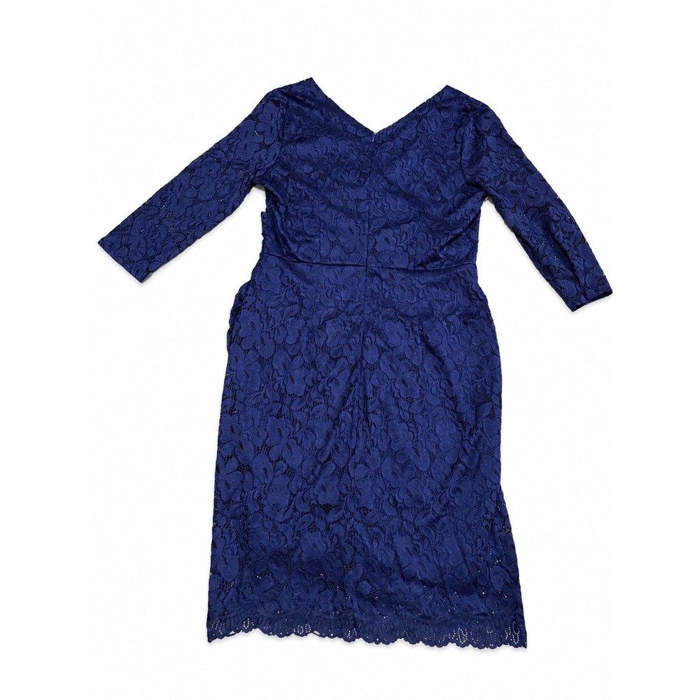 MIUSOL Womens 2XL Navy Blue Lace Dress 3/4 Sleeve Midi NWT