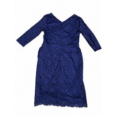 MIUSOL Womens 2XL Navy Blue Lace Dress 3/4 Sleeve Midi NWT