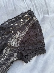 New American Rag Women’s Sz XS Black Lace Overlay Short Sleeve Fit Flare Dress
