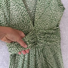 Banana Republic | Silk & Linen Women’s Green Floral V-Neck Flutter Sleeve Dress