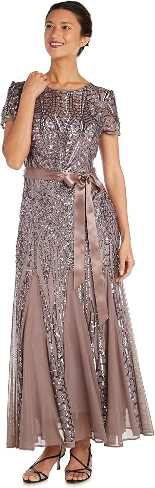 R&M Richards Lavendar Purple Short Sleeve Sequin and Mesh Gown Size 20W $199