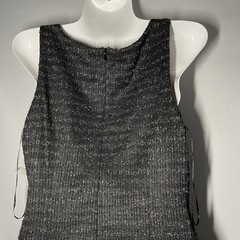 Taylor 2Pc Jacket/Shift Dress Set Size 6 Black Metallic Tweed Flounce Hem Money
