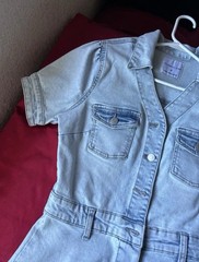 Celebrity Pink Women&rsquo;s Light Wash Blue Denim Shirt Dress, Pockets, Size M