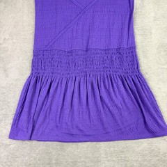 praNa Zadie Small Purple Smocked Waist Dress Swim Cover Stretch Sheer Outdoor