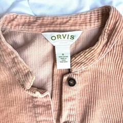 Orvis Corduroy Long Button Front Duster Dress Coat Pink Long Sleeve Womens 8