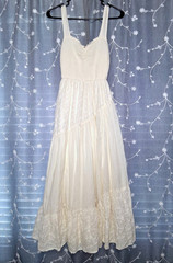 American Eagle Cream Off White Lace Ruffled Long Maxi Sun Dress Size XS Summer