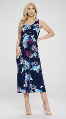 JOSTAR LONG TANK DRESS Stretch Poly Spandex Knit Navy TRAVEL S M L XL 2X 3X