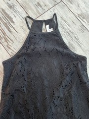 Fourteenth Place Black Floral Lace Halter Dress – Size Small