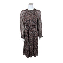 Girl With Curves Woven Blouson Sleeve Midi Dress Black Medallion X-Large Size