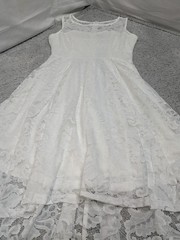 Muadress White Lace High Low Dress XS Sleeveless Sheer Wedding Party Formal
