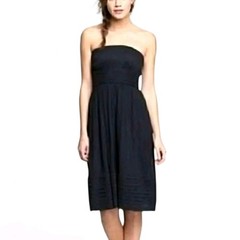 J. Crew Emily Black Silk Dress Strapless A Line Midi Classic Womens Size 10