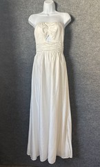 Billy J Long Maxi Strapless Chiffon Lined Sheer Dress Size 8 Cream White