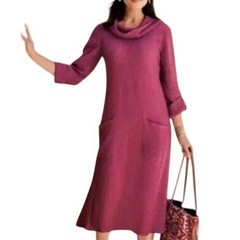 Soft Surroundings Everly Guaze Berry Midi Dress Sz Large Lagenlook New W/Tags