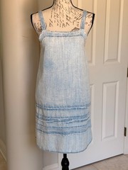 NWT Splendid Celine Mini Dress Bleached Indigo Blue Denim Lyocell XS $168