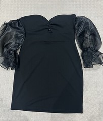PINK VANILLA Black Mesh Drop Sleeve Mini Dress (Size UK 14)