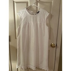 Who What Wear White Lace-Trimmed Cotton Shift Dress