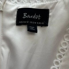Bardot Crochet V-Neck Linen Blend Mini Dress W/Flounce Hem Size US 8 Color Ivory