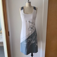 Athleta Floral Sleeveless Activewear Racerback Dress-Built in Bra-White-Size Med