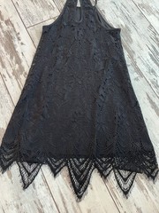 Fourteenth Place Black Floral Lace Halter Dress – Size Small
