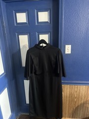 Women’s Black Sheath Dress With Flutter Sleeves And A Rear Zipper