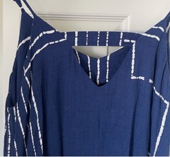 Bel Kazan | Spaghetti strap linen blend dress. Made in Bali. Abstract. Medium