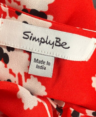 Simply Be US 22 UK 26 Red Ruffle Floral 3/4 Sleeve Chiffon Dress ASOS Plus