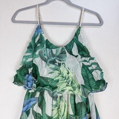 Elena Baldi Dress Womens XS Green Tropical Maxi Sundress Ruffle Lined Italy