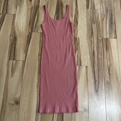 Wilfred Free Aritzia Murdock Midi Tank Dress Sz S Ribbed Pink Salmon Sleeveless