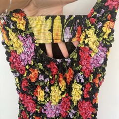 Anthropologie Pebble Smocked Dress M Midi Floral Yukiko Noritak Bodycon #190