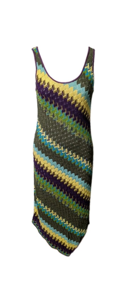 MISSONI Zig Zag Sleeveless Asymmetrical Hem Sheath Dress Size 40