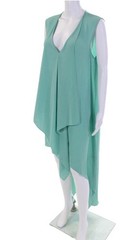Bcbg Max Azaria Mint Green Grecian Draped Asymmetrical Maxi Dress Size Large