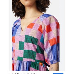 Gorman Patchwork Geometric Organic Cotton Mini Dress Size 18 Puff Sleeve Dress