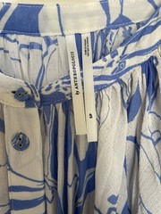 Anthropologie Blue White Floral Chiffon Button Front Flutter Sleeve Dress SP