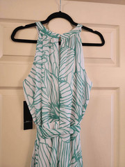 R&K NWT halter maxi dress size 12 green and white