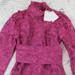 NEW $700 Scanlan Theodore Phoenix Weave Fushia Silk desingner mini dress US 2