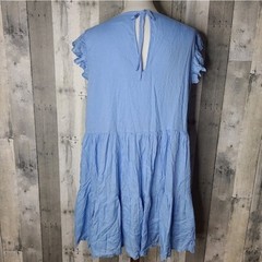 House Of Harlow Medium Pale Blue Tiered Cap Sleeve Babydoll Dress