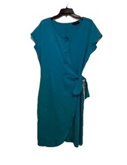 EMPORIO ARMANI Faux Wrap Sheath Blue Dress size 52