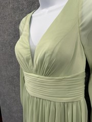 Azazie Womens Formal with front slit, Sheer Long Sleeve, Green Dress