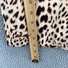 En Creme Dress Womens Medium Beige Animal Print Wrap Collar Long Sleeve Blouson