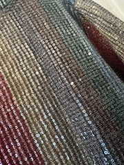 Zara Multicoloured Striped Sequin T-Shirt Style Midi Dress,Med