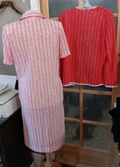 True Vintage Shirt Dress /Jacket SERBIN Button Front Sz14 Red Squares 60-70s