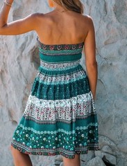 Nwt Cupshe Women Blue White Green Floral Dress Medium Paisley.