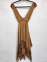 ULLA JOHNSON Colette Asymmetrical Handkerchief Silk Dress Size 2 Gold #2D502