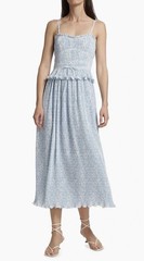 Derek Lam 10 Crosby Brisha Floral Pleated Midi Dress NWT Sz 4 Blue Smocked Boho