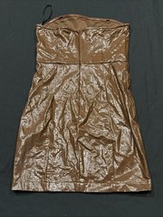Forever 21 Brown Polyurethane Mini Dress Women Small Sleeveless Rear Zip A30