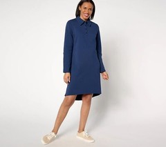 Sport Savvy Size XL Regular Roll Sleeve Henley Polo Dress MIDNIGHT BLUE A645031