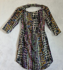Charlie Jade Women&rsquo;s Medium 3/4 Sleeve Multicolor Dress Slip On Black V-Cut Back