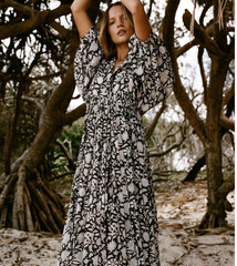 Daughters Of India Kyra Black Pepper Midi Dress Size L / AU 12-14 / US 8-10 Boho