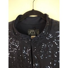 Alex Evenings Maxi Dress & Jacket Womens 24W Sequin Formal Mother of Bride Navy