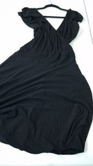 Black Jersey Knit Wrap Dress Size M/L 100% Cotton Knee Length Stretch